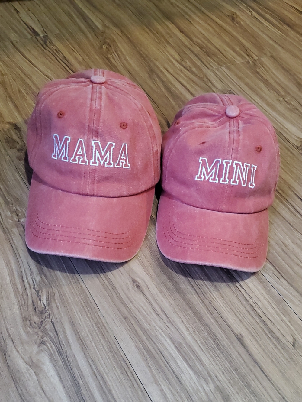 Mama & Mini Rust Orange Cotton Baseball Caps